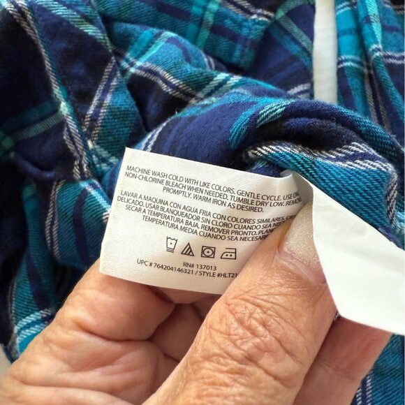 Woolrich Women's XXL Blue Plaid Flannel Shirt 100% Cotton Button Front Outdoor - Picture 6 of 10